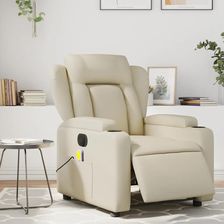 Zdjęcie vidaXL Rozkładany Fotel Masujący Elektryczny Kremowy Sztuczna Skóra 3204538 - Korsze