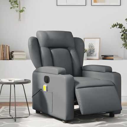 vidaXL Rozkładany Fotel Masujący Elektryczny Szary Sztuczna Skóra 3204540