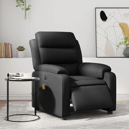 vidaXL Rozkładany Fotel Masujący Elektryczny Czarny Sztuczna Skóra 3205035
