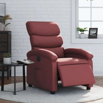 vidaXL Elektryczny Fotel Rozkładany Winna Czerwień Sztuczna Skóra 3204030