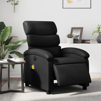 vidaXL Rozkładany Fotel Masujący Elektryczny Czarny Sztuczna Skóra 3204033