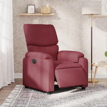 vidaXL Elektryczny Fotel Rozkładany Winna Czerwień Obity Tkaniną 3204803