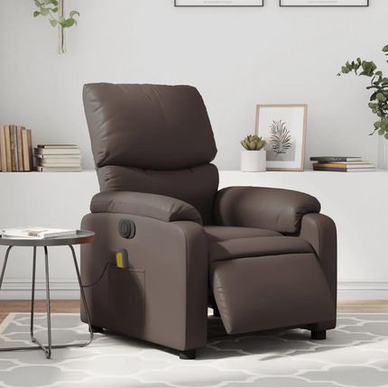 vidaXL Rozkładany Fotel Masujący Elektryczny Brązowy Sztuczna Skóra 3204881