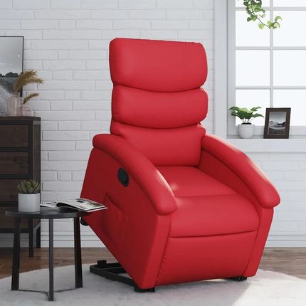 vidaXL Podnoszony Fotel Rozkładany Czerwony Obity Sztuczną Skórą 3204045
