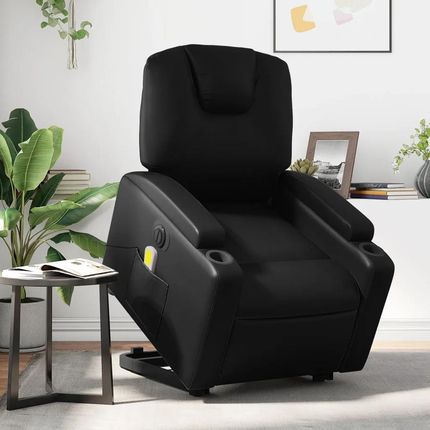 vidaXL Rozkładany Fotel Pionizujący Z Masażem Elektryczny Czarny 3204451