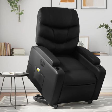 vidaXL Rozkładany Fotel Pionizujący Z Masażem Elektryczny Czarny 3204679