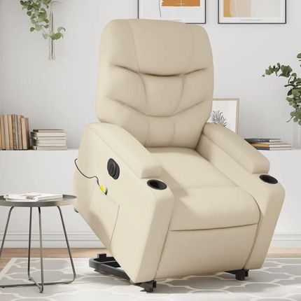 vidaXL Rozkładany Fotel Pionizujący Z Masażem Elektryczny Kremowy 3204680