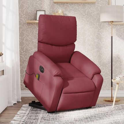 vidaXL Podnoszony Fotel Masujący Elektryczny Rozkładany Czerwony 3204863