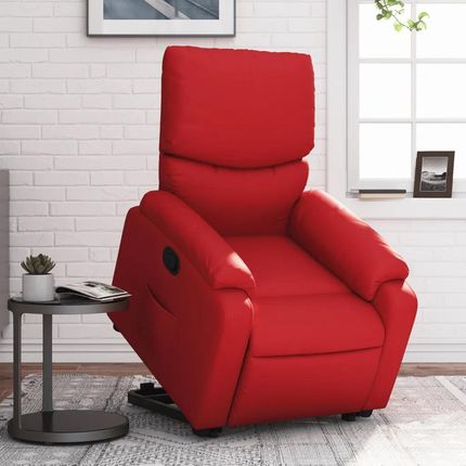 vidaXL Podnoszony Fotel Rozkładany Czerwony Obity Sztuczną Skórą 3204891