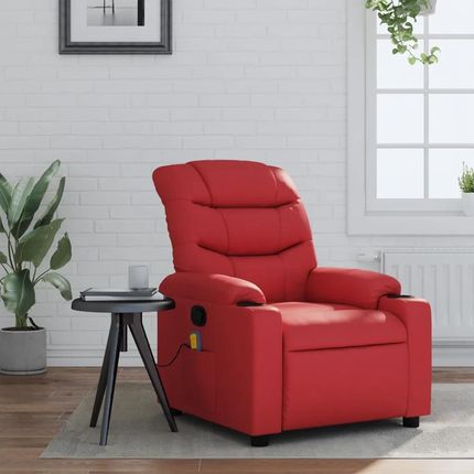 vidaXL Rozkładany Fotel Masujący Czerwony Sztuczna Skóra 374145