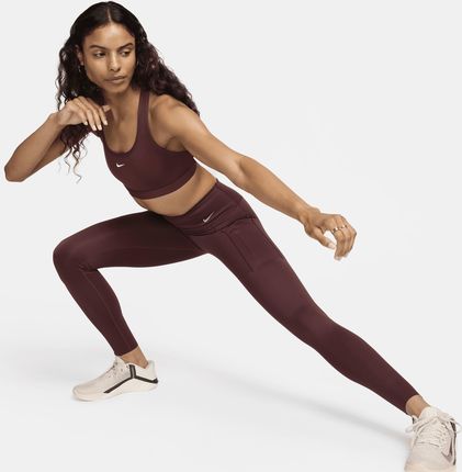 Damskie legginsy o pełnej długości ze średnim stanem i kieszeniami zapewniające mocne wsparcie Nike Go - Czerwony
