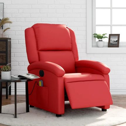 vidaXL Rozkładany Fotel Masujący Elektryczny Czerwony Ekoskóra 3204224