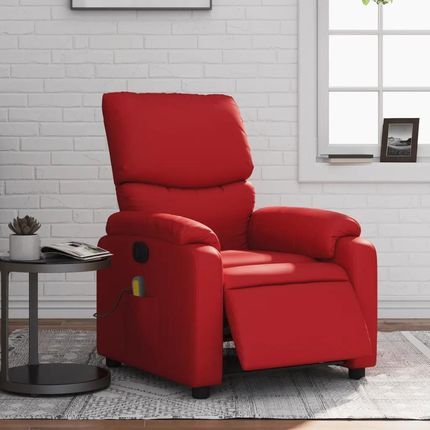 vidaXL Rozkładany Fotel Masujący Elektryczny Czerwony Ekoskóra 3204884