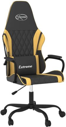 vidaXL Masujący fotel gamingowy, czarno-złoty, sztuczna skóra 345535