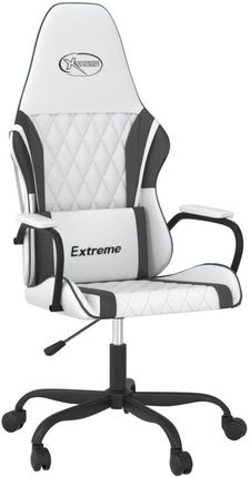 vidaXL Masujący fotel gamingowy, biało-czarny, sztuczna skóra 345543