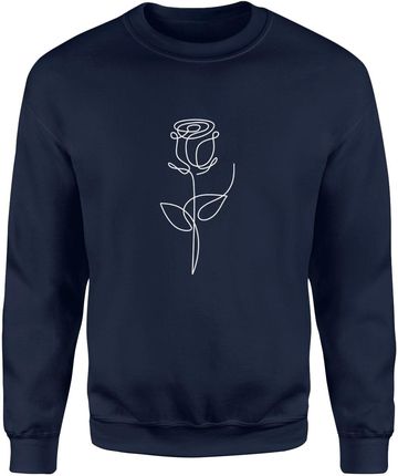 Róża minimalistyczna z kwiatem Męska bluza (S, Granatowy)