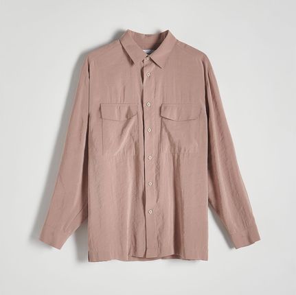 Reserved - Koszula comfort fit z modalu - Różowy