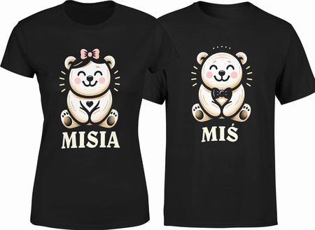 Miś i Misia z misiami misiem koszulki dla par