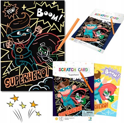 Dodo Zdrapka Artystyczna ”Superbohaterowie” Malowanie Metodą Scratch Dla Dzieci