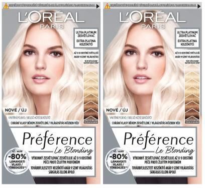 L'Oréal Paris Préférence Les Blondissimes Zestaw 2X Farba Do Włosów Odcień Ultra Platinum 60 ml