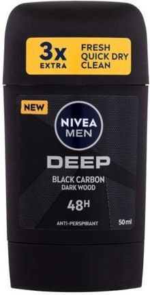 Nivea Men Deep Black Carbon 48H Dezodorant W Sztyfcie Antyperspirant 50 ml