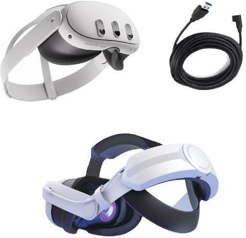 Zestaw Meta Quest 3 128GB + Pasek z baterią + Kabel 3m