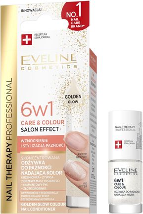 Eveline Cosmetics Nail Therapy Professional Skoncentrowana Odżywka Do Paznokci Nadająca Kolor 6W1 Golden Glow 5Ml