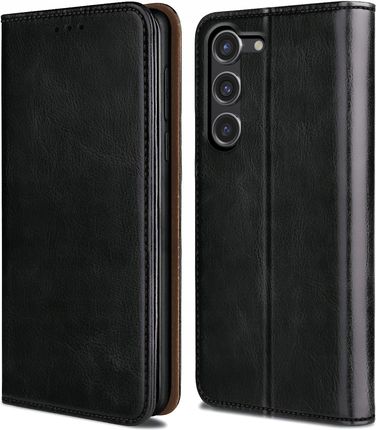 Krainagsm Etui Do Samsung Galaxy S24 Case Skórzane Portfel Szkło Ochronne 9H