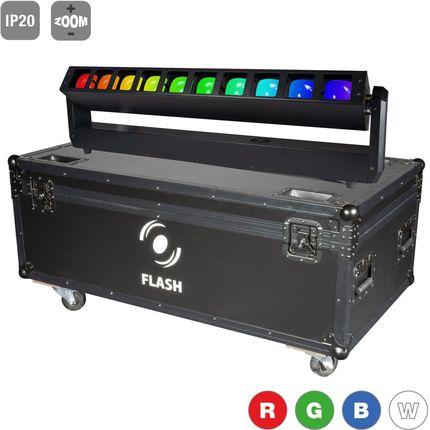 Flash 4x LED Moving Head BAR 10x40W RGBW 2 Sections ZOOM 3,5°-55° 10 Sections Color (F7200216)
