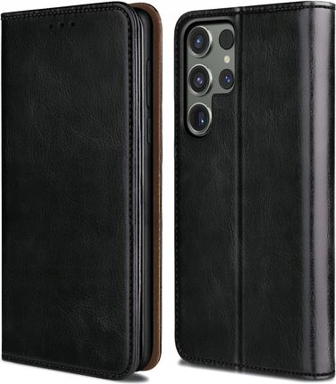 Krainagsm Etui Do Samsung Galaxy S24 Ultra Case Skórzane Portfel Szkło Ochronne 9H