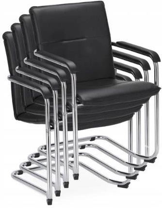 Krzesło Rumba Black Ecoskóra Na Płozach Do Biura, Poczekalni