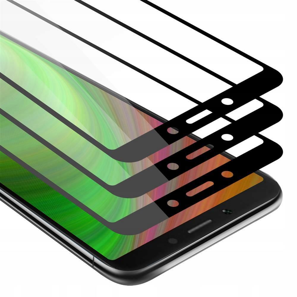 Cadorabo 3X Tempered Glass Compatible with Xiaomi RedMi 6A in Transparent with Black - 3 Pack Screen Protection 3D Touch Compatible with 9H Hardness - Bulletproof Display Saver