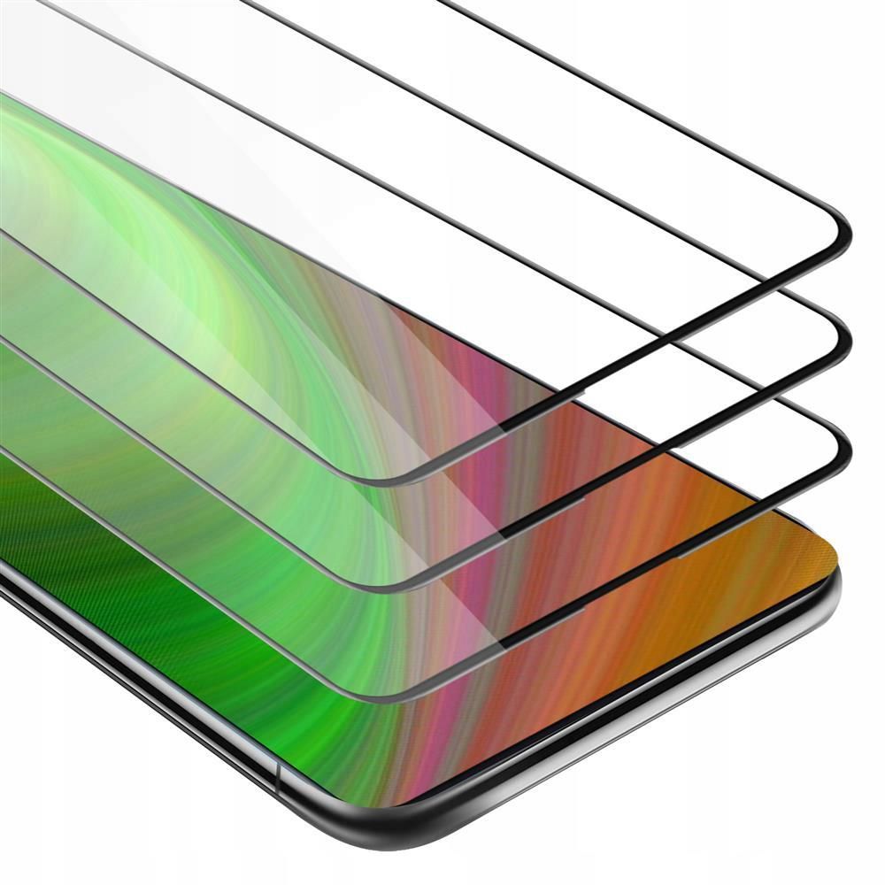 Cadorabo 3x Pellicola Protettiva copertura completa compatibile con Xiaomi Redmi 9 in TRASPARENTE con NERO - Pacco di 3 Vetro di protezione del display con durezza 9H con compatibilità 3D touch