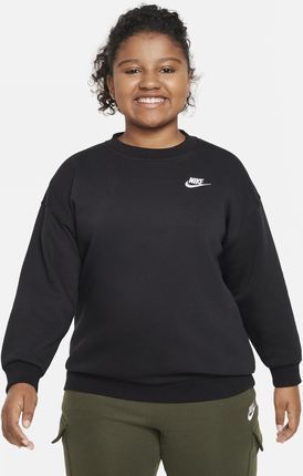 Bluza dresowa dla dużych dzieci (dziewcząt) o kroju oversize Nike Sportswear Club Fleece (szersze rozmiary) - Czerń