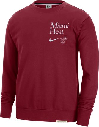 Męska Bluza Dresowa Z Półokrągłym Dekoltem Nike Dri-Fit Nba Miami Heat Standard Issue - Czerwony