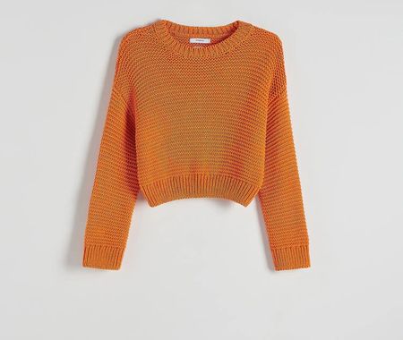 Reserved - Sweter o strukturalnym splocie - Pomarańczowy