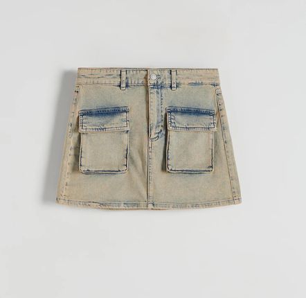 Reserved - Jeansowa spódnica z efektem sprania - Niebieski