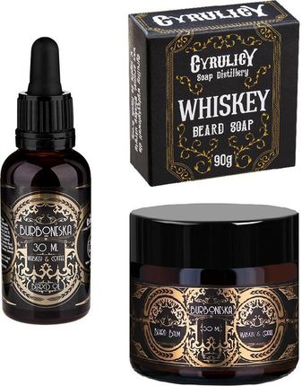 Cyrulicy Whiskey & Coffee Zestaw Kosmetyków Do Brody: Olejek Burboneska 30Ml + Balsam 50Ml Mydło Brody 90G