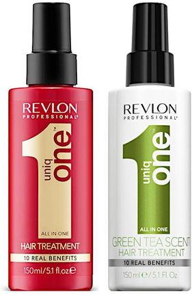 Revlon Uniq One Zestaw Upiększający Kuracja Klasyczna 150ml + Kuracja O Zapachu Zielonej Herbaty 150ml