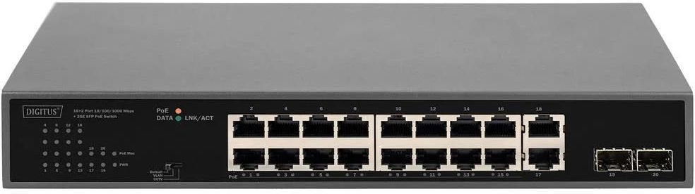 Digitus Switch DN 95358 16 + 2 Porty 10 / 100 / 1000 MBit/s funkcja PoE ...