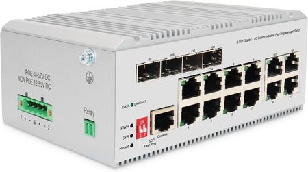 Digitus Industrial 8+4 L2 zarządzalny Gigabit Ethernet Switch 8 Port GE RJ45 4 Port GE SFP (DN651145)