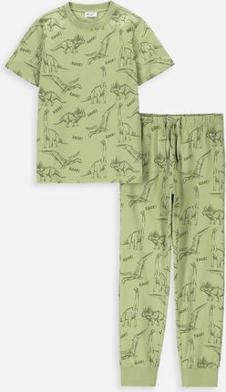 Piżama chłopięca zielona bawełniana z krótkim rękawem