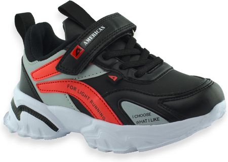 Sportowe buty chłopięce American Club BS21/22 Black/Red