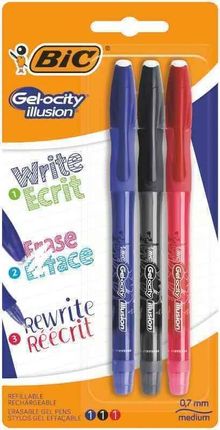 Długopis Wymazywalny Gel-Ocity Illusion Bic 3 Kolory Blister