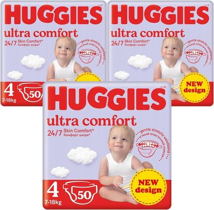 Pieluszki Huggies 4 ultra comfort 7-18kg 150 szt. (zestaw 3x50)