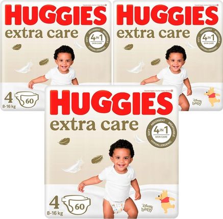 Pieluszki Huggies 4 extra care 8-16kg 180 szt. (zestaw 3x60)
