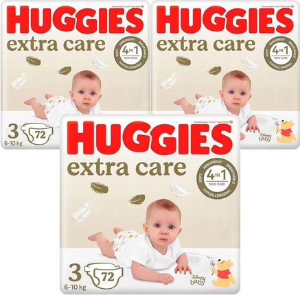 Pieluszki Huggies 3 extra care 6-10kg 216 szt. (zestaw 3x72)