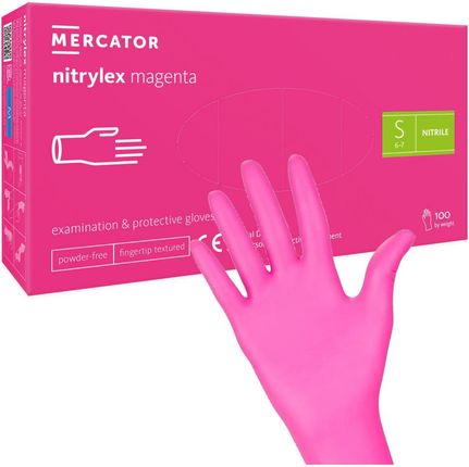Mercator Medical Mercator Nitrylex Magenta Rękawice Nitrylowe Różowe Rozmiar S 100szt.