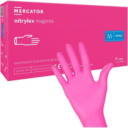Mercator Medical Mercator Nitrylex Magenta Rękawice Nitrylowe Różowe Rozmiar M 100szt.