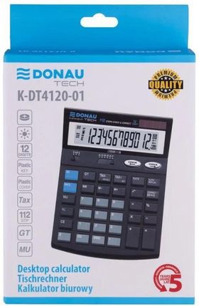 Donau Tech Kalkulator Biurowy Donau Tech, 12-Cyfr. Wyświetlacz, Wym. 185X140X37 Mm, Czarny (KDT412001)